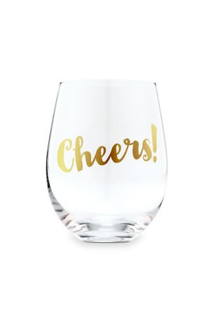 Wedding Party Stemless Cheers Toasting Wine Glass Image